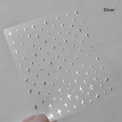 1 piece  5D silver nail stickers metal mini star nail art stickers high quality exquisite decals self-adhesive nail art stickers