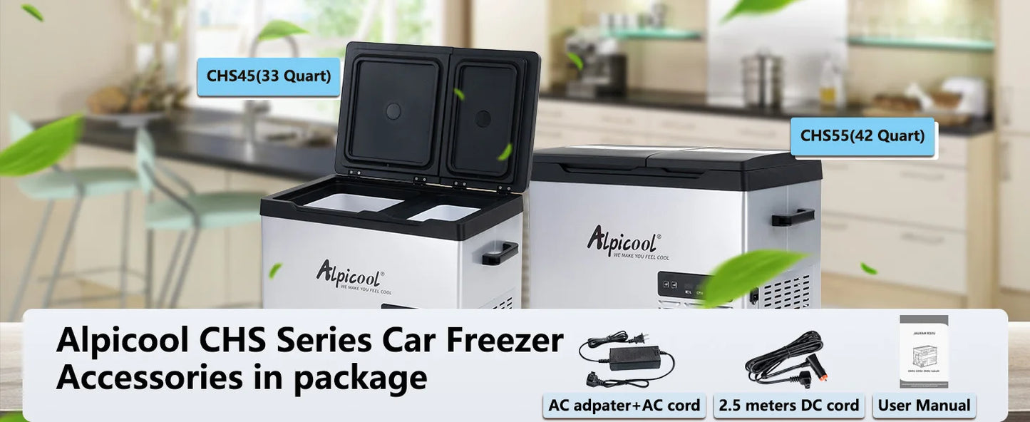 Alpicool CHS45 32L Compressor Cool Box 12 V Portable Fridge Electric Freezer Box Small Freezer for Car Camping, -20°C to 20°C,