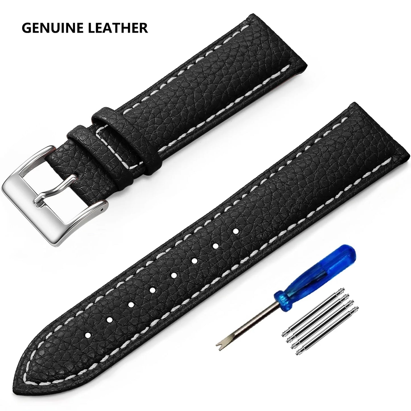 SAMCO Genuine Leather Watch Band 12/14/16/18/19/20/21/22/24 mm Watch Strap for Man Women High-quality Wrist Watchband + Tool