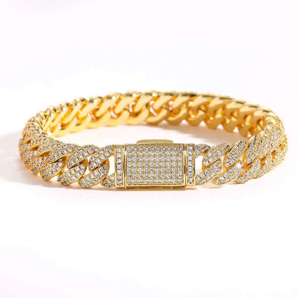 ESKEEM 2/3/4/6Row Full Diamond Bubble Cuban Bracelet 10/13/18/20/22MM CZ Stone Iced Out Hip Hop Jewelry Cuban Bracelet Women Men