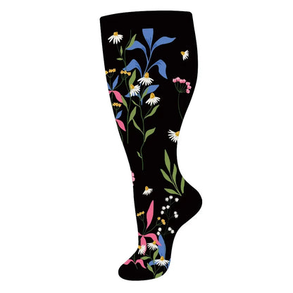 2XL-4XL Plus Size Compression Socks for Women Men 20-30 MMHg Wide Calf Extra Large Knee High Flight Sock for Circulation Support