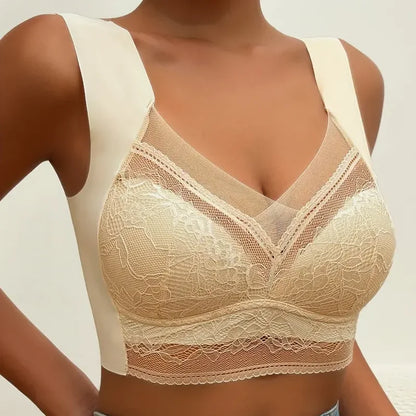 3Pcs Women Lace Bra Perspective Push Up Ice Silk Deep V Bralette Bra Sexy Lingerie Tops Plus Size Cup Mom's underwear L-5XL