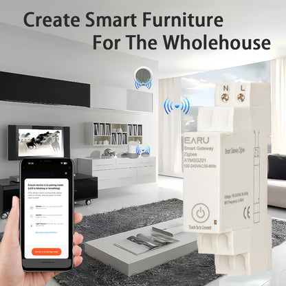 EARU Tuya Smart WiFi ZigBee 3.0 Gateway Hub Smart Home Appliances Wireless Bridge Remote Control Automation Device Work Din Rail