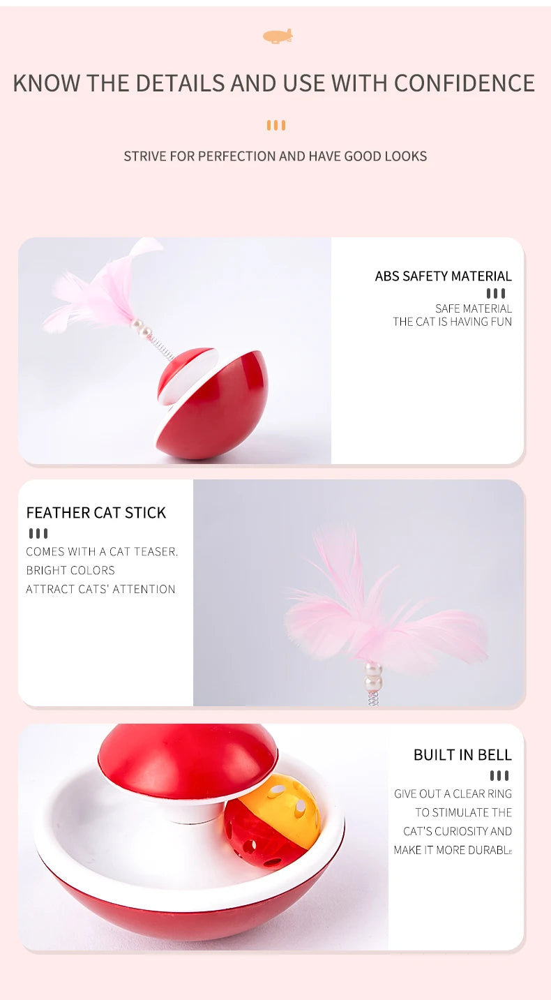 New Durable Funny Pet Cat Toys For Entertain Itself Mimi Favorite Feather Tumbler With Small Bell Kitten For Catch
