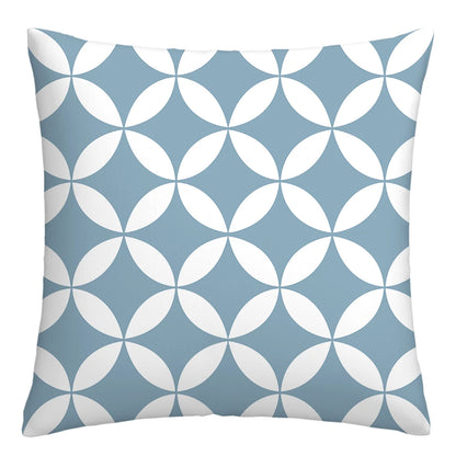 Lake blue white geometric linen pillowcase sofa cushion cover home decoration can be customized for you 40x40 45x45 50x50 60x60