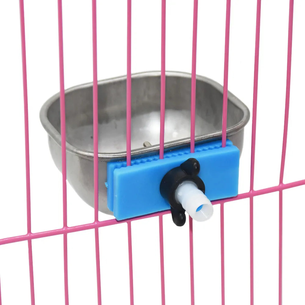 1 Pcs Rabbit Water Bowl Farm Rabbit Automatic Drinker Rabbit Cage Fix Cup Raising Fox Mink Stainless Steel Drinking Bowl