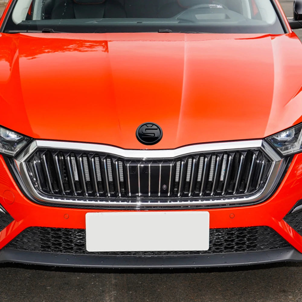 80/90/100mm Car Front Grille Hood Emblem Rear Trunk Badge Sticker For Skoda S Logo Octavia Fabia Superb Kamiq Kodiaq VRS Rapid