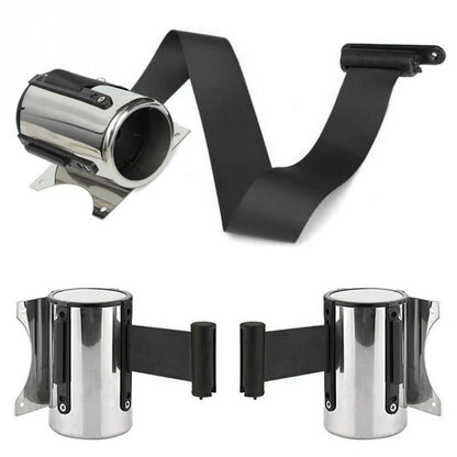 1pc Retractable Ribbon Barrier Crowd Control Outdoor Stainless Steel Wall Mount Red Belt Sport Stanchion Queue Rope Barriers
