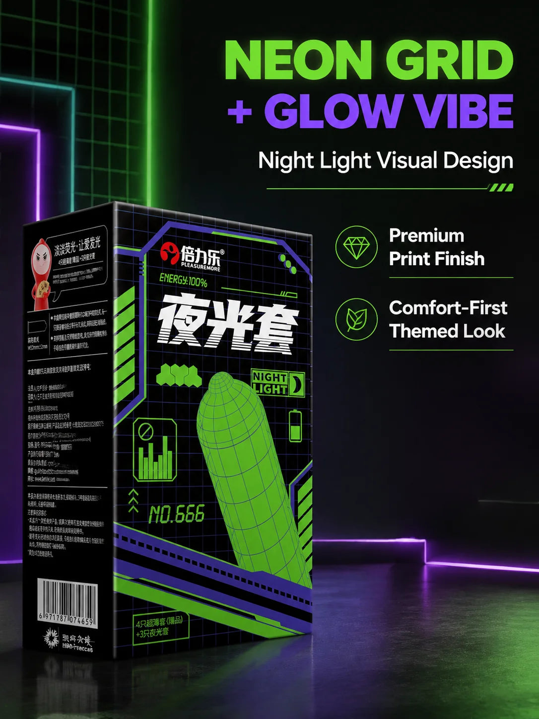 Glow in the Dark Condoms Set 7pcs Ultra Thin Lubricated Natural Latex Men Novelty Fun Night Sensual Romantic Touch Fit Beilile