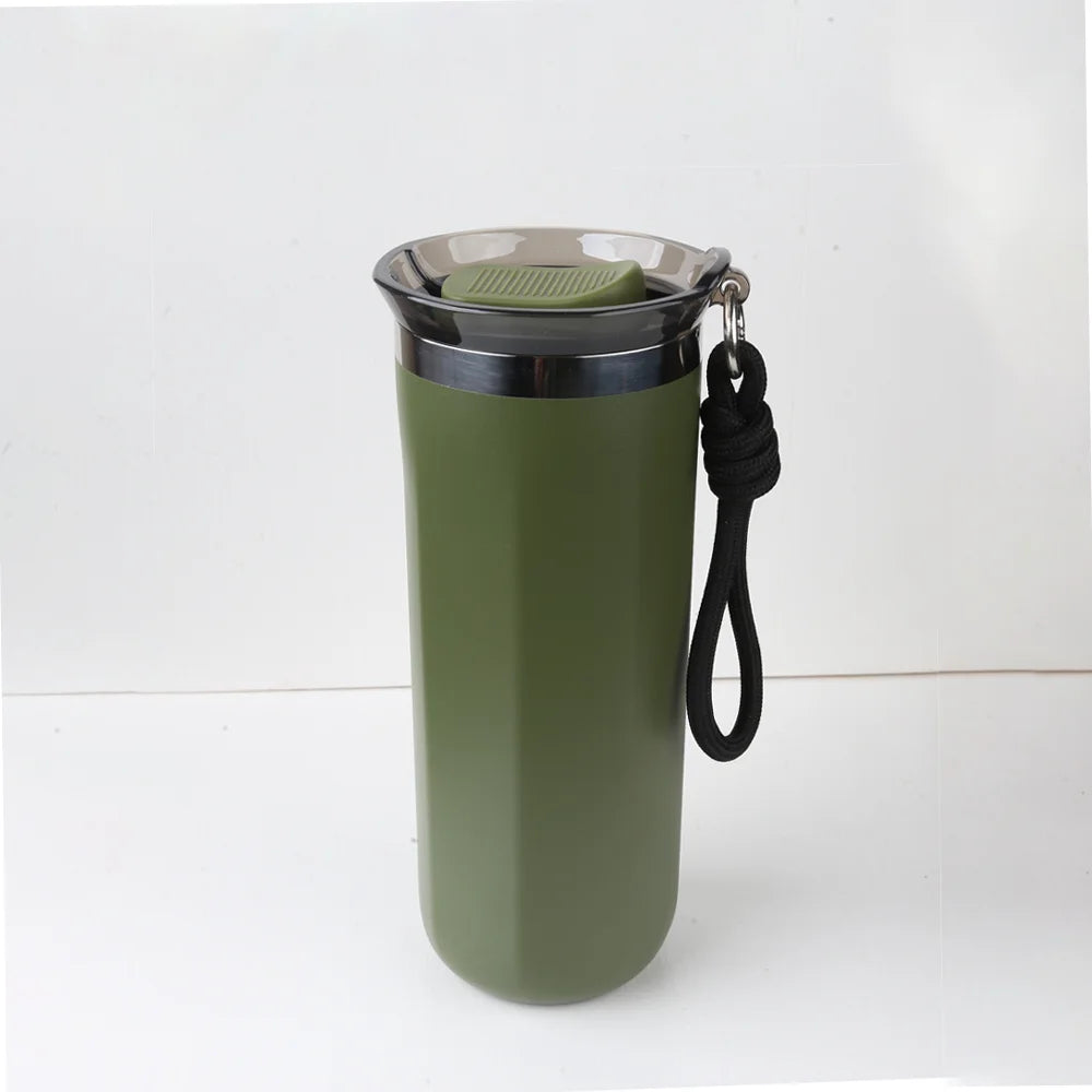 Vacuum Insulated Coffee Travle Mug Stainless Steel Thermo Bottle Cup Thermal Tumbler With Carrying Ring Flask for Hot Cold Drink