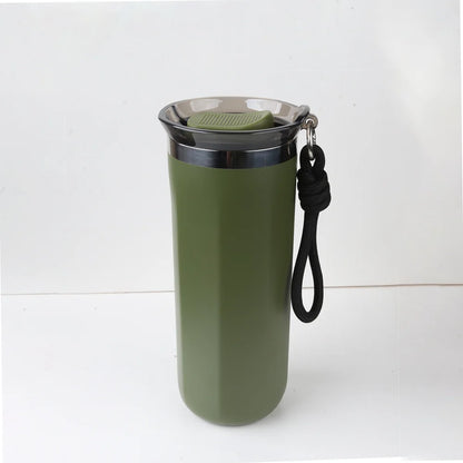 Vacuum Insulated Coffee Travle Mug Stainless Steel Thermo Bottle Cup Thermal Tumbler With Carrying Ring Flask for Hot Cold Drink
