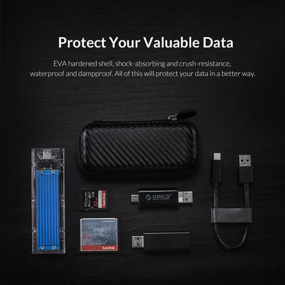ORICO Eva Zipper Bag Mobile Phone Charger Protection Bag Hard Disk for External M.2 Hard Drive/Earphone/Data Line HDD Case Black