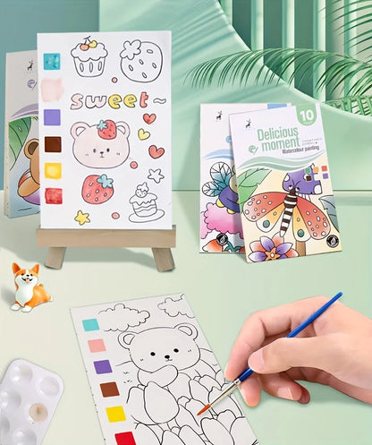 Watercolor Painting Book with 1 Book 1 pen Water Powder Graffiti Drawing Self-contained Paint Picture Coloring Painting Paper