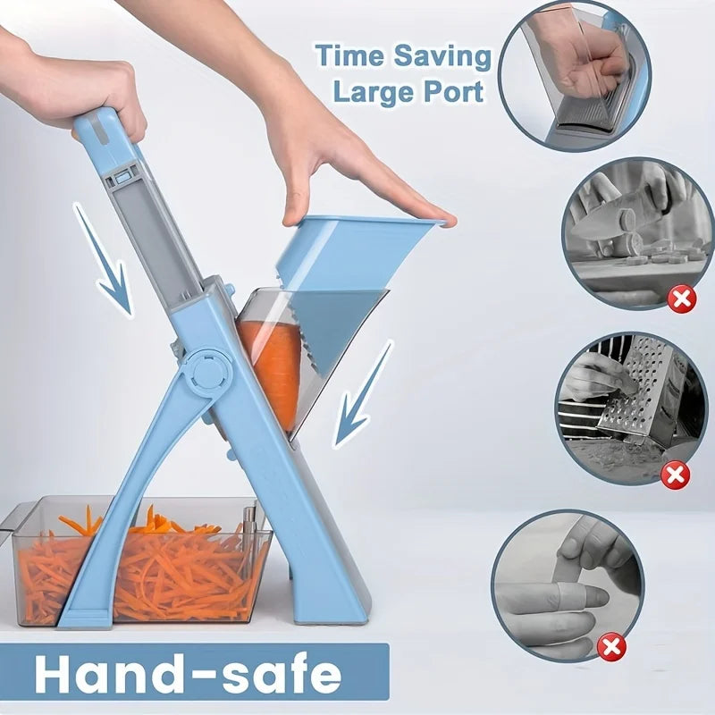 Adjustable Vegetable & Fruit Slicer Chopper, Multifunctional Kitchen Accessories with 4 Cutting Modes, Dicer & Julienne Cutter, Efficient Food Chopping Tool, Practical Kitchen Gadget for Home Daily Cooking Prep