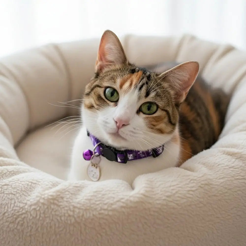 Adjustable Pet Cat Collar Quick Release Safety Buckle Anti-choking Puppy Collar with Cat Face Pendant Bell Cat Pattern