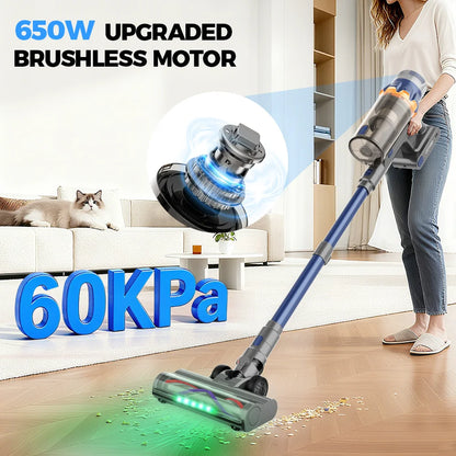 COTIAR S25 Cordless Vacuum Cleaner 650W 60kPa Strong Suction 70 Mins Runtime Handheld Home Appliance Portable Removable Battery