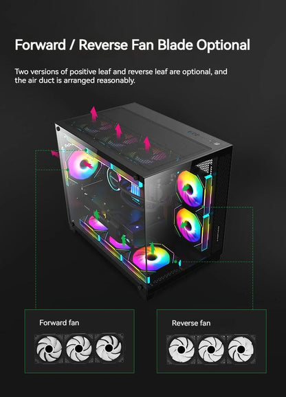 Teucer JM-1 PC Case Fan Mirror Cycle ARGB Light 120mm 3in1 800-2000rpm 12v/4Pin PWM Low noise Chassis Water Cooling Ventilador
