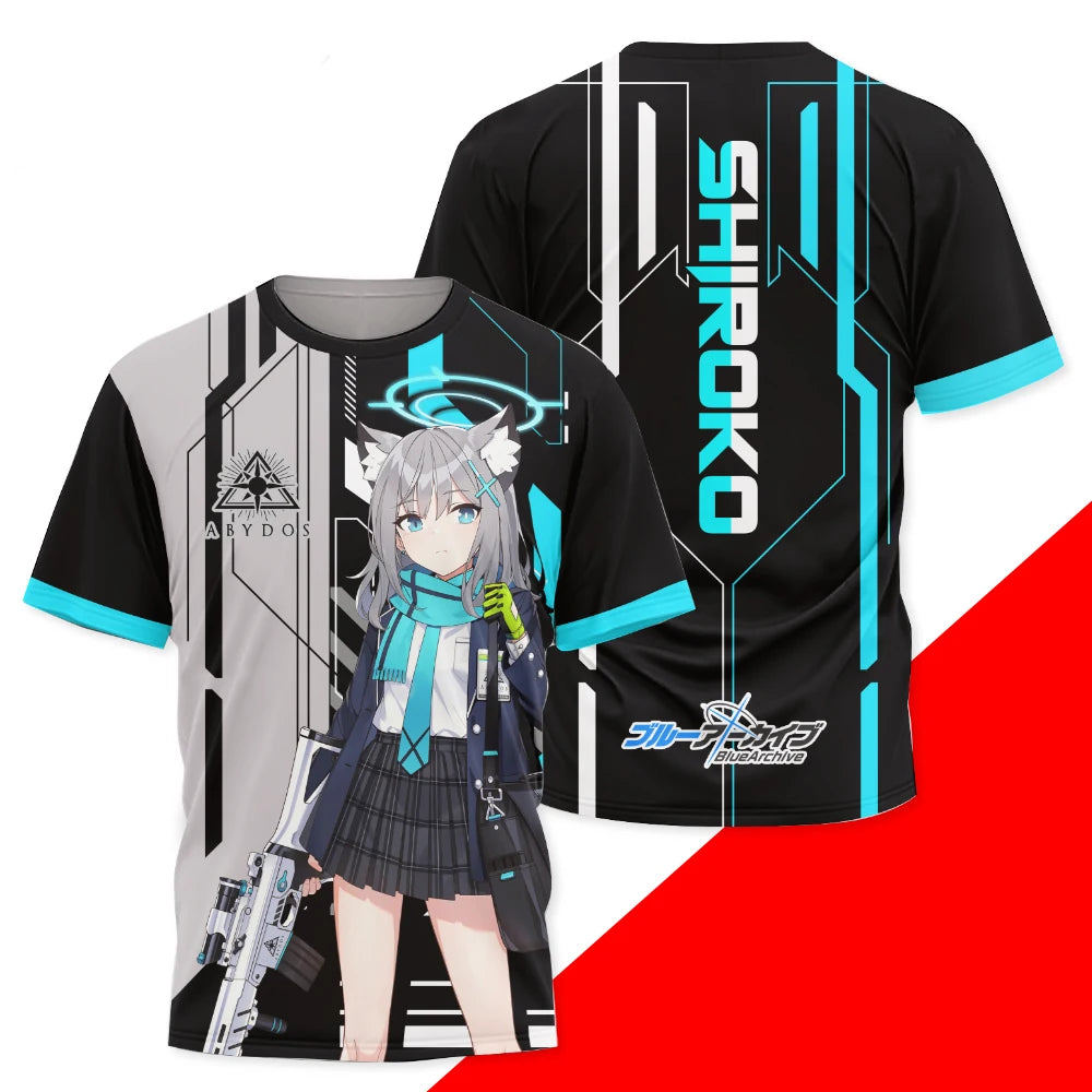 Takanashi Hoshino Game Blue Archive Cosplay T-shirts 3D Print Anime Cartoon Tees Summer Men Women Harajuku Y2k Short Sleeve Tops