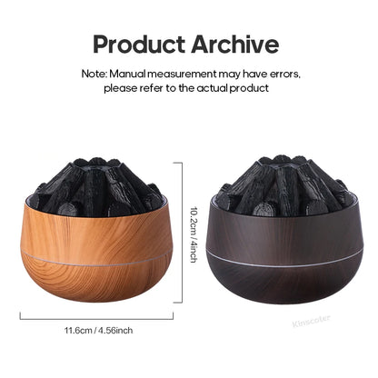 Simulated Campfire Air Humidifier Woodstove Fireplace Water Mist Diffuser Classic Woodgrain USB Ultra Sonic Mist Sprayer