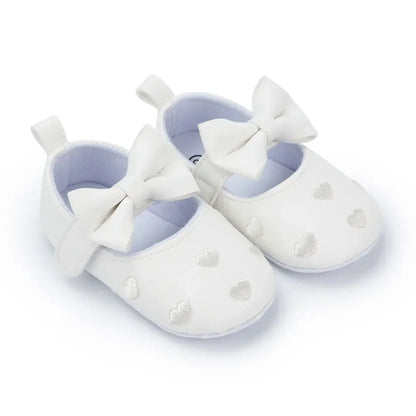 Baby Girls 0-18 Months Indoor First Walker Shoes Soft Cotton Sole Non-Slip Classic Embroidery Bowknot Hook & Loop Infant Booties