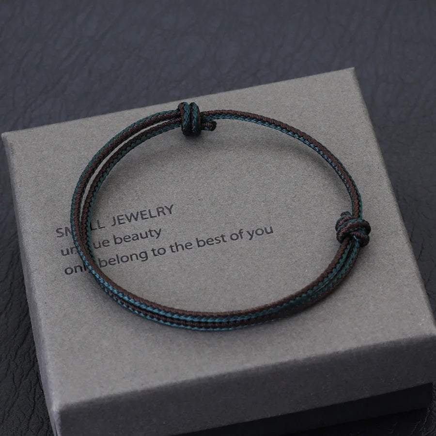 Minimalist Handwoven Rope Bracelet Unisex Sliding Adjustable 4 Styles Chroma 2mm Ethnic Cord Braclet Couple Casual Daily Jewelry