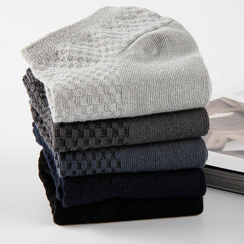 5Pairs/Lot Men's Bamboo Fiber Socks Business Short Breathable Ankle Socks Male Sock High Quality Large Size EU38-44