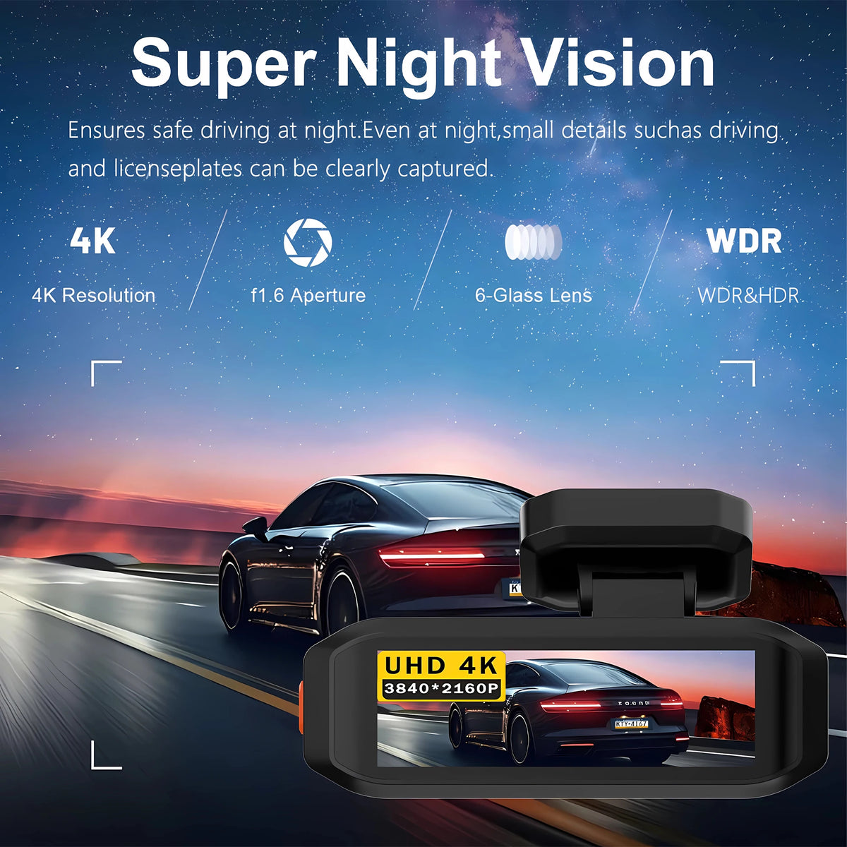 4K 3840*2160P Dash Cam WiFi GPS ADAS Front 4K Rear 2.5K DVR Video Recorder 24H Night Vision Dashcam Car Camera For Car Black Box