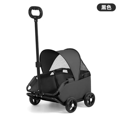 Foldable Dog Stroller 4 Wheel Pet Cart With Sun Cover For Travel Shopping Walking Playing For Small Dogs Cats Puppy Kittens