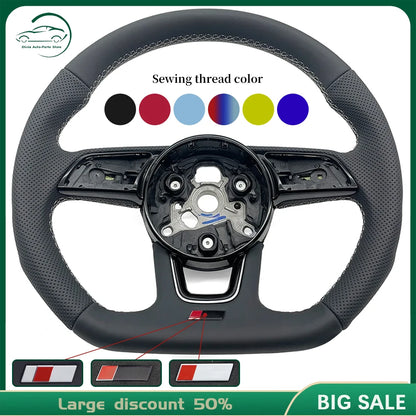 For Audi RS3 RS4 RS5 A3 A4 B9 A5 S3 S4 S5 2017-2020 Half perforated white leather steering wheel