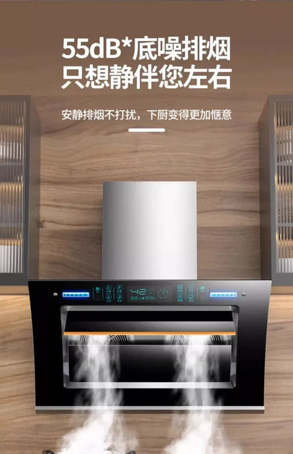 220V Haotaitai Double Motor Range Hood Kitchen Strong Suction Auto Clean Side Suction BBL