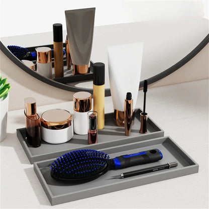 Bathroom Counter Tray Silicone Bathroom Vanity Tray Soap Dispenser Tray Countertop Storage For Dressing Tables