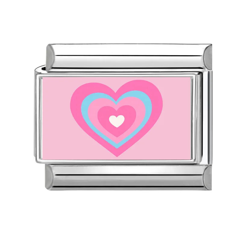 Beautiful Flower Y2K Black Star Dog Heart Pink Italian Charm Link Fit 9mm Stainless Steel Sweet Bracelet Jewelry Making DIY Gift