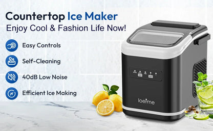 LOEFME Portable Ice Maker 1.4L 12kg/24H Fast Ice Cube Machine Self Cleaning Countertop Ice Maker for Home Kitchen Office Camping RV Party Bar Automatic Ice Making Machine Low Noise Energy Saving Easy Operation Large Capacity