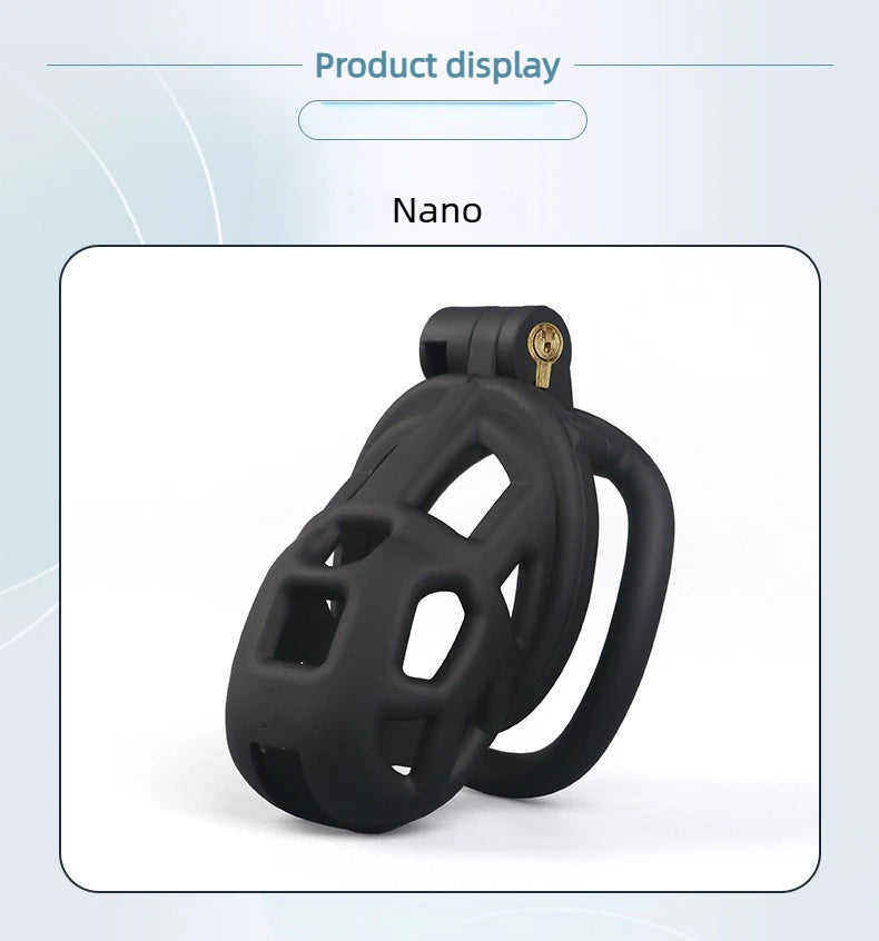 2026 New Chastity Lock Cage SM Flirting Breathable Resin Male Virginity Device Fetish Male Penis Lock with 4 Rings