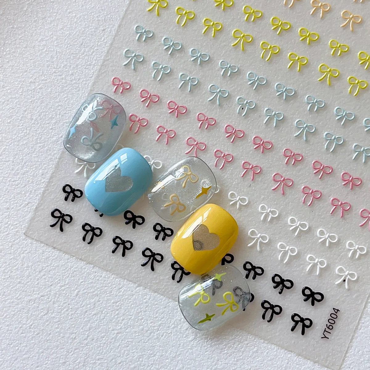 Embossed Colorful Bows Nail Art Stickers Sweet Laser Gold Silver Bowkonts Self Adhesive Nail Art Stickers Decoration Decals DIY