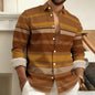 Striped Printed Men's Long Sleeved Shirt, Casual and Comfortable, Fashionable and Trendy, Street Outdoor, Soft Fabric