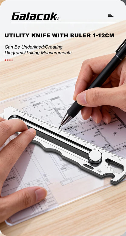 Stainless Steel Utility Knife 6 In 1 Multi-Function Opener Retractable Box Cutter Portable Office Home Courier Unboxing Knifes