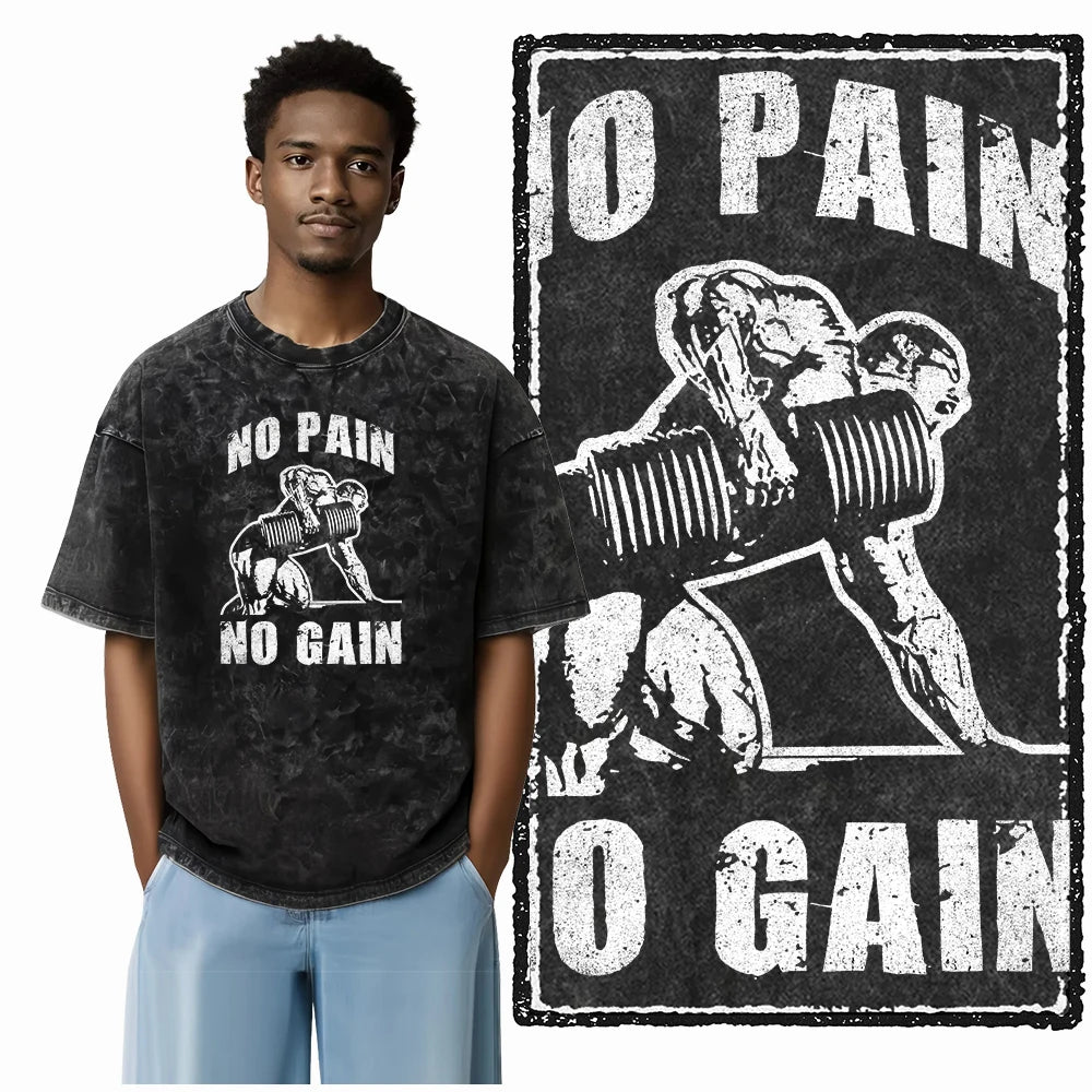 YG BODY BUILDING Printed Cotton Acid Washed Graphic Unisex T Shirt Cool CROSSFIT Streetwear Men Tshirts Big Size Tee for Men