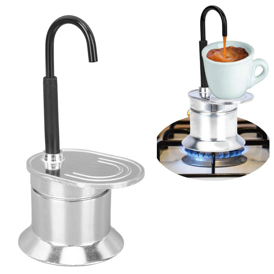 50ML Single Tube Moka Pot Cup Aluminum Alloy Spout Stovetop Italian Coffee Maker for Outdoor Parties Travel Kitchen Accessories
