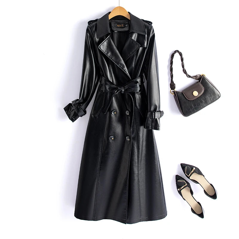 Real Leather Sheepskin Coat Women's Mid-Length Stylish Slimming Autumn Winter New Korean Style Coat Over-Knee Outerwear