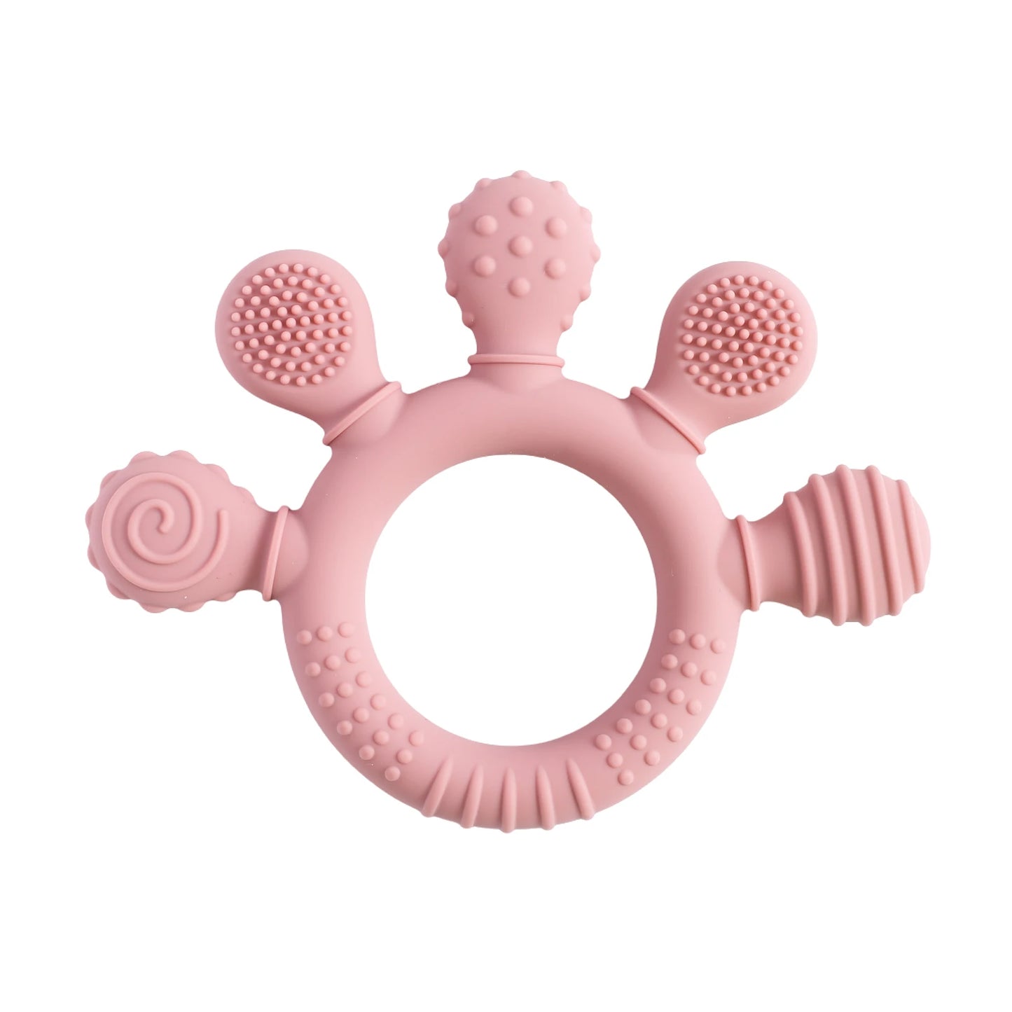 BPA-Free Baby Silicone Teether Sensory Toy Food-Grade Chewable Toy Teething Ring Easy-Grip Infant Teething Toy Newborn Gift