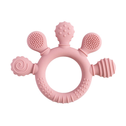 BPA-Free Baby Silicone Teether Sensory Toy Food-Grade Chewable Toy Teething Ring Easy-Grip Infant Teething Toy Newborn Gift