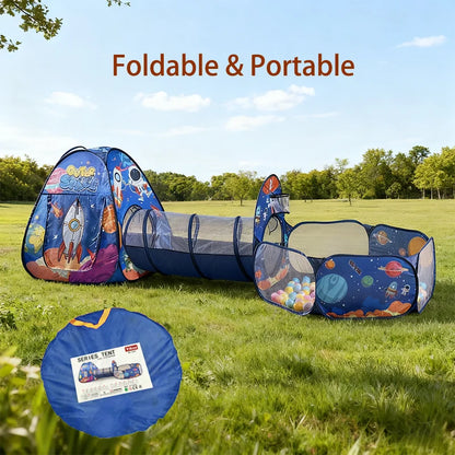 3In1 2.7M Children Ball Pool with Basket Portable Baby Pit Crawling Tunnel Balloon Playpen Tent Kid Indoor Outdoor Yard Toy Gift