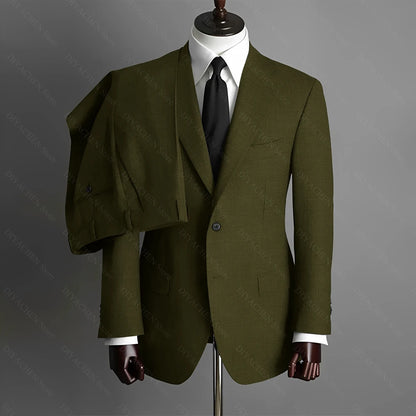 Fashion Gray Men Suits High-end Single Breasted Wedding Tuxedo Business Casual Office Male Suit Slim 2 Piece (Blazer+Pants)