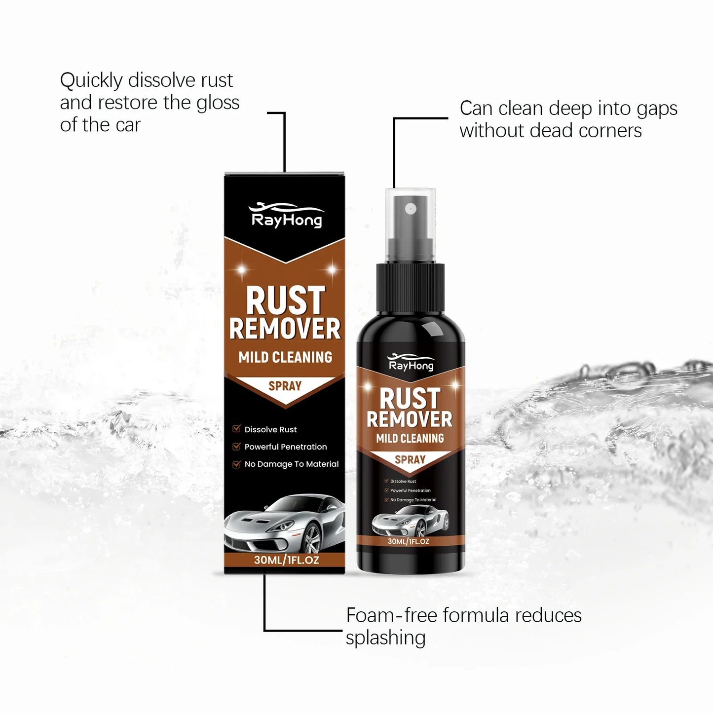 Lubricant Rust Remover Spray Rust Converter Anti Rust Iron Remover Rim Cleaner Dissolve Rust-Protect Wheel Rim Auto Supplies