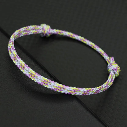 Minimalist Handwoven Rope Bracelet Unisex Sliding Adjustable 4 Styles Chroma 2mm Ethnic Cord Braclet Couple Casual Daily Jewelry