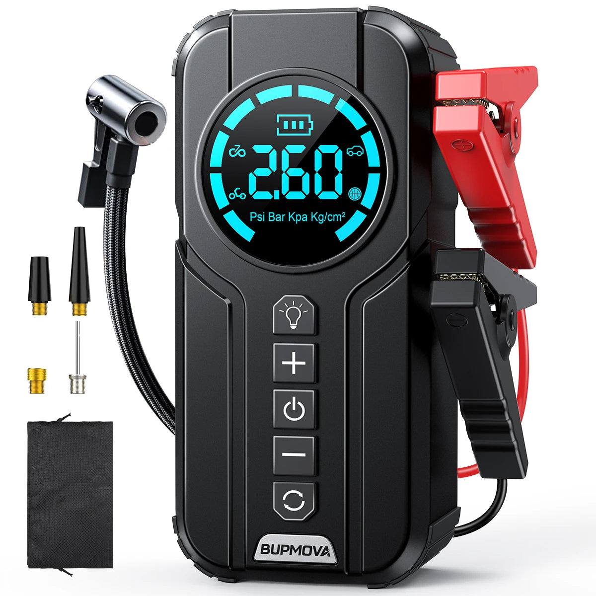 BSMOOM Car Jump Starter Air Compressor With Power Bank 150PSI Air Pump Car Battery Emergency Boosters with LED Light