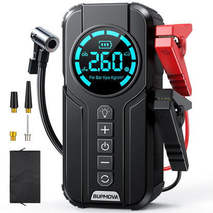 BSMOOM Car Jump Starter Air Compressor With Power Bank 150PSI Air Pump Car Battery Emergency Boosters with LED Light