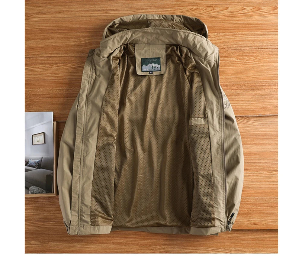Autumn Men's Hiking Waterproof Jackets Men Outdoor Quick Dry Climbing Hooded Coats Men Sports Breathable Windbreaker Jackets 5XL