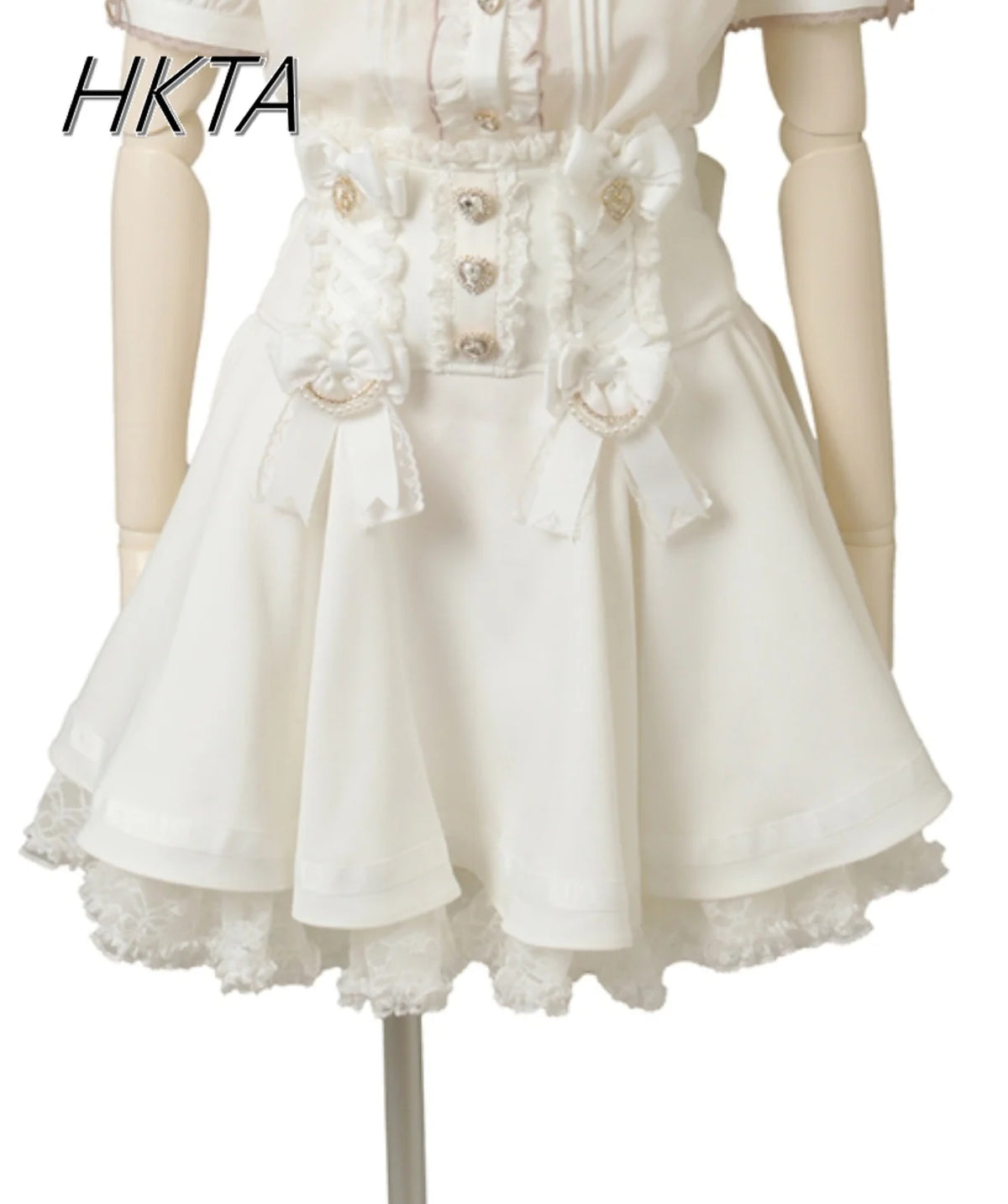Japanese Liz Skirt High Waist Thin Kawaii Cute Bow Lolita Skirts Women Summer New Elastic High Waist Ruffle Short Pleated Skirt